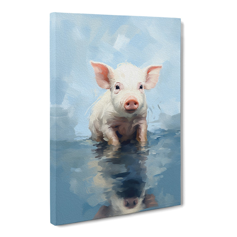 Pig Gestural - Wrapped Canvas, 60cm H x 40cm W x 3cm D