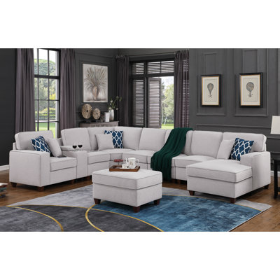 Eric 9 Pieces Upholstered Sectional with Ottoman