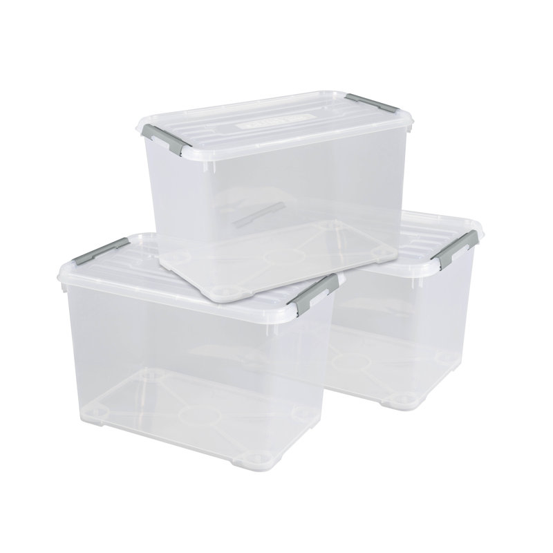 Set Of 3 Handy+ Box Transparent, 65 L