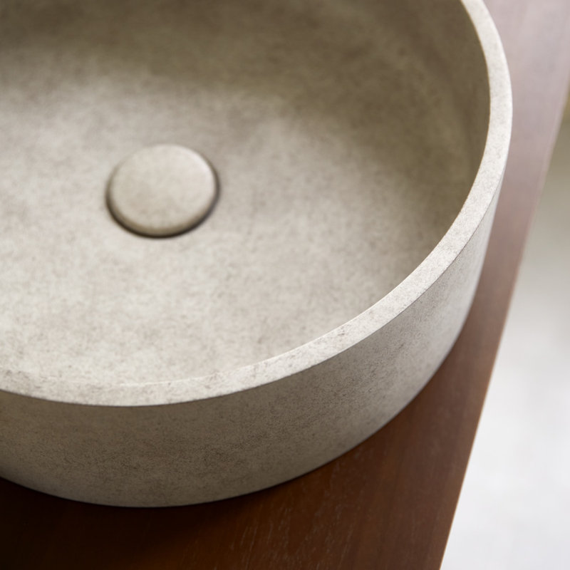Gina Round Black Terrazzo Bathroom Sink, Gray