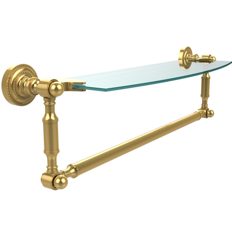 Marchmont Bracket Shelf with Towel Bar, 5" H x 28" W x 6.1" D, Polished Brass