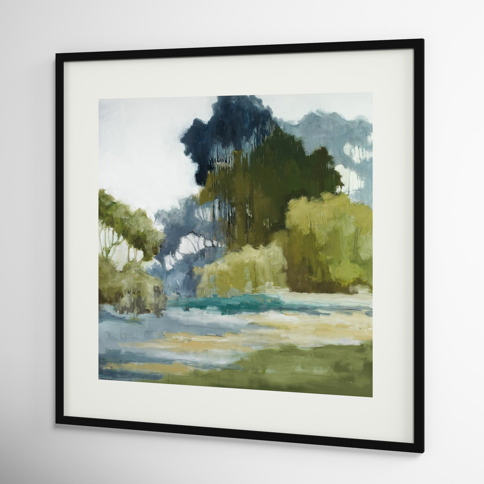 Bean Fields Tall Trees Print, 41" H x 41" W, Black Framed Paper