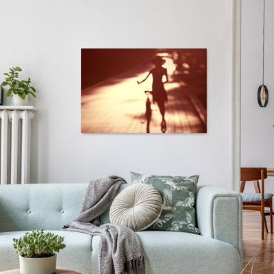 «Dreamy Cycling Silhouette Abstract Dreamy Ethereal Sunrise Sunset», reproduction d'art mural