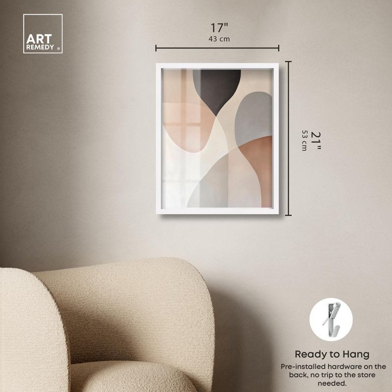 «Curvilinear Quadrants IV Shadowbox Print Boho Art» par Art Remedy, H 21 po x l 17 po, Blanc