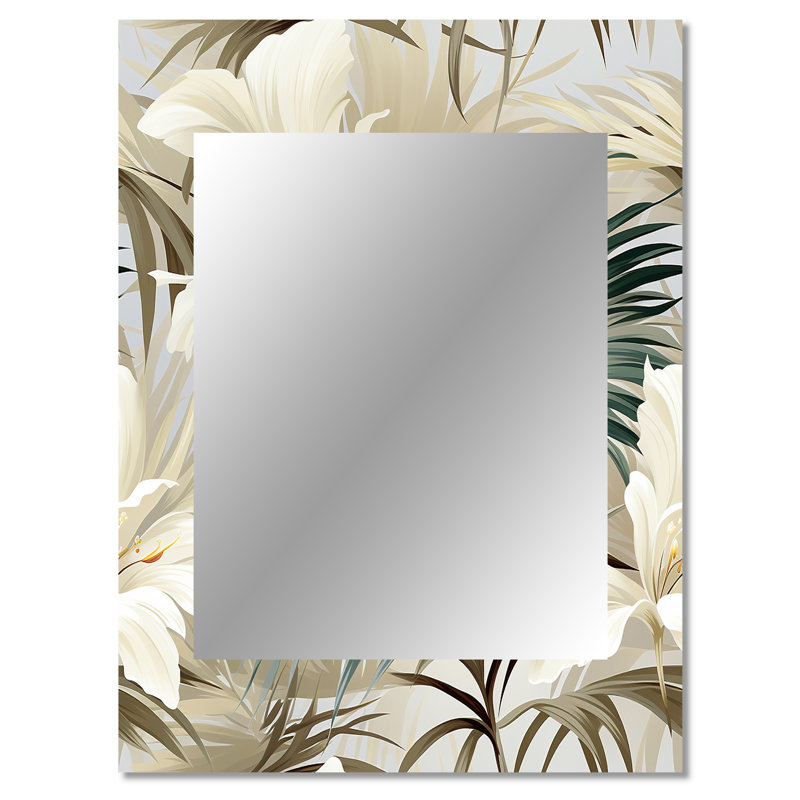 Brage Tranquil Retreat Tropical Pattern - tropical  Wall Mirror, Tropical Decorative Mirror, Printed Metal Art, 40" x 30"