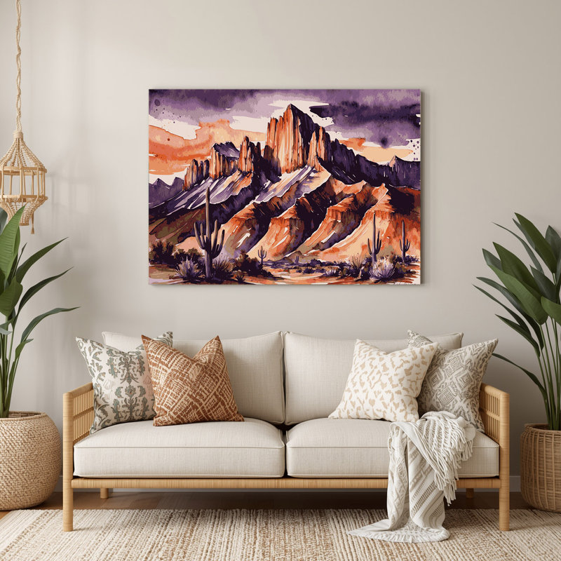 Art mural en métal mauve Southwestern