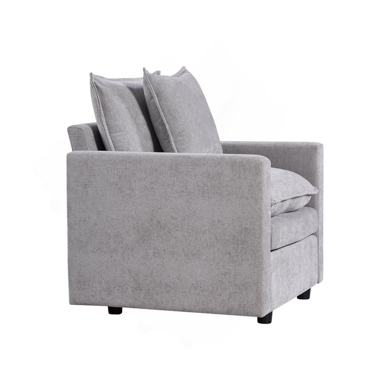 Fauteuil de lecture rembourré en tissu, Gris
