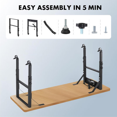 19.6-Inch Depth, Height Adjustable 28.5" to 33.8",Set of 4 Metal Wheels
