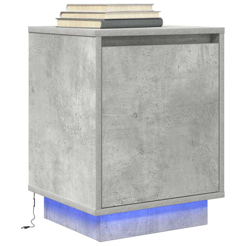 Daphane 38cm W Manufactured Wood Bedside Table, Concrete Grey