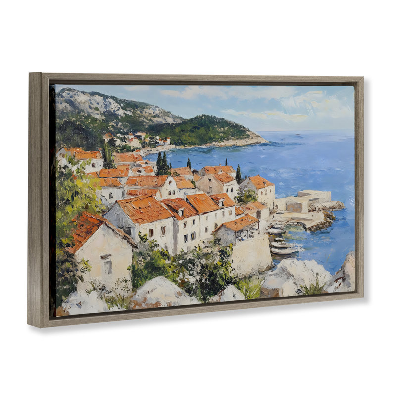Cadre flottant Coastal Town, design par Franklyn Gregory, Cadre flottant orme Montalcino, H 17 po x l 25 po