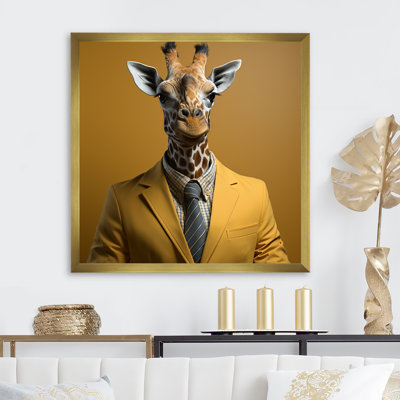 Girafe en costume, élégance - girafe, art mural