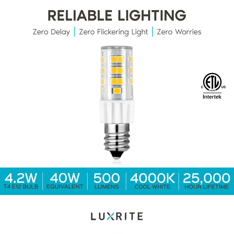 4,2 watts (équivalent à 40 watts), ampoule à DEL T4 à intensité variable, culot E12 / candélabre, 4 000 K