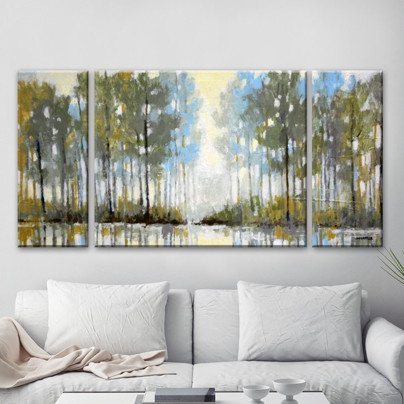 «Lakeside View III», ensemble de 3 reproductions d'art sur toiles tendues