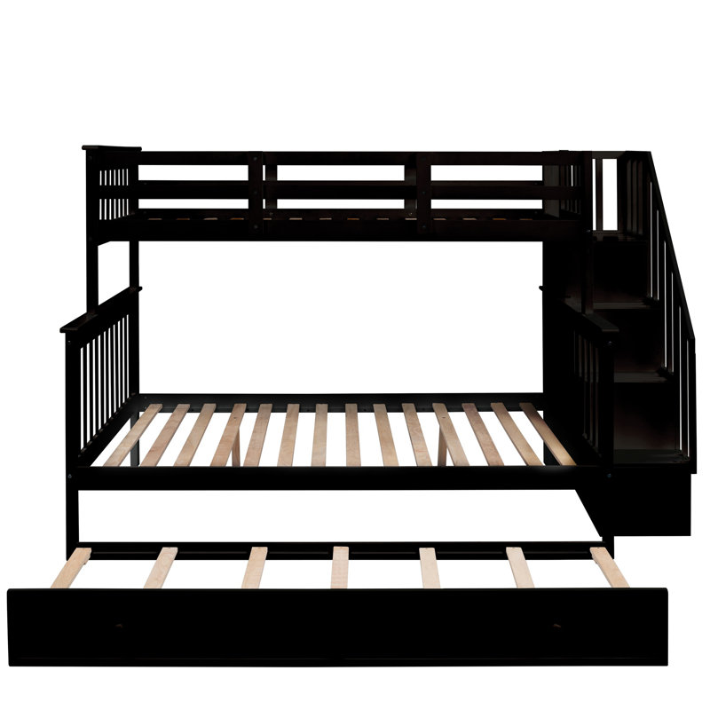 Abdeslam Kids Twin Over Full Bunk Bed with Trundle, Espresso