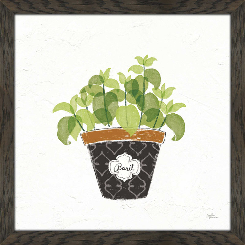 «Fine Herbs VIII», reproduction de peinture à l'aquarelle, H 21,5 po x l 21,5 po x P 0,75 po, Cadre chocolat patiné