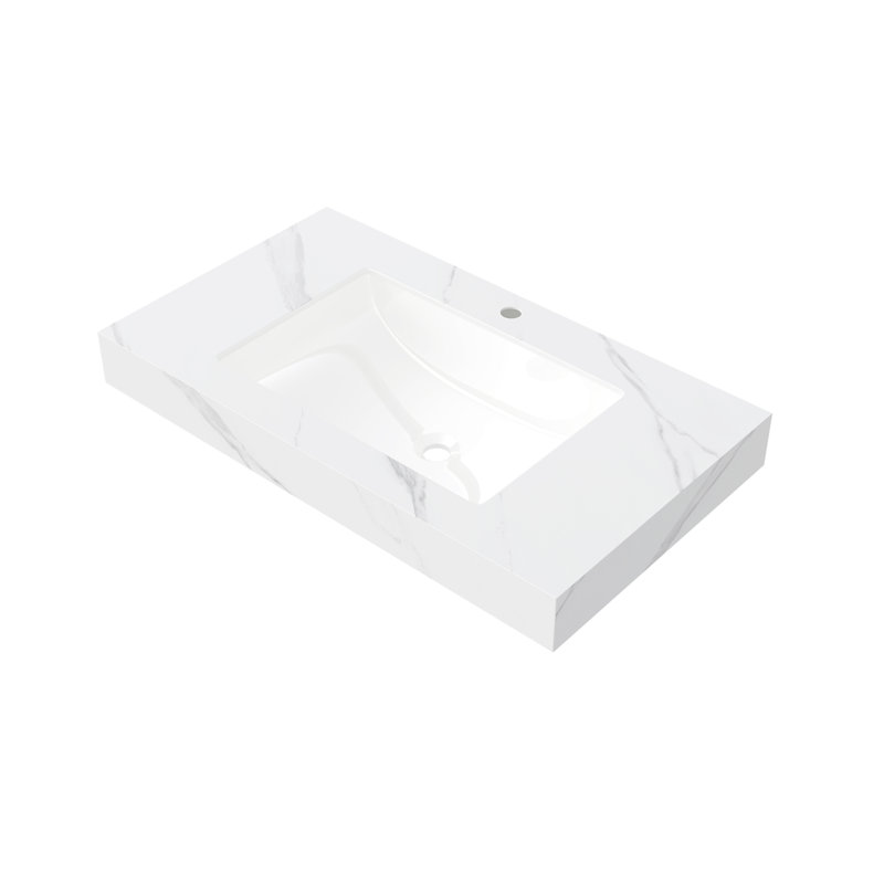 Premium Ceramic Bathroom Sinks, Carrara White Modern Design For Home Use