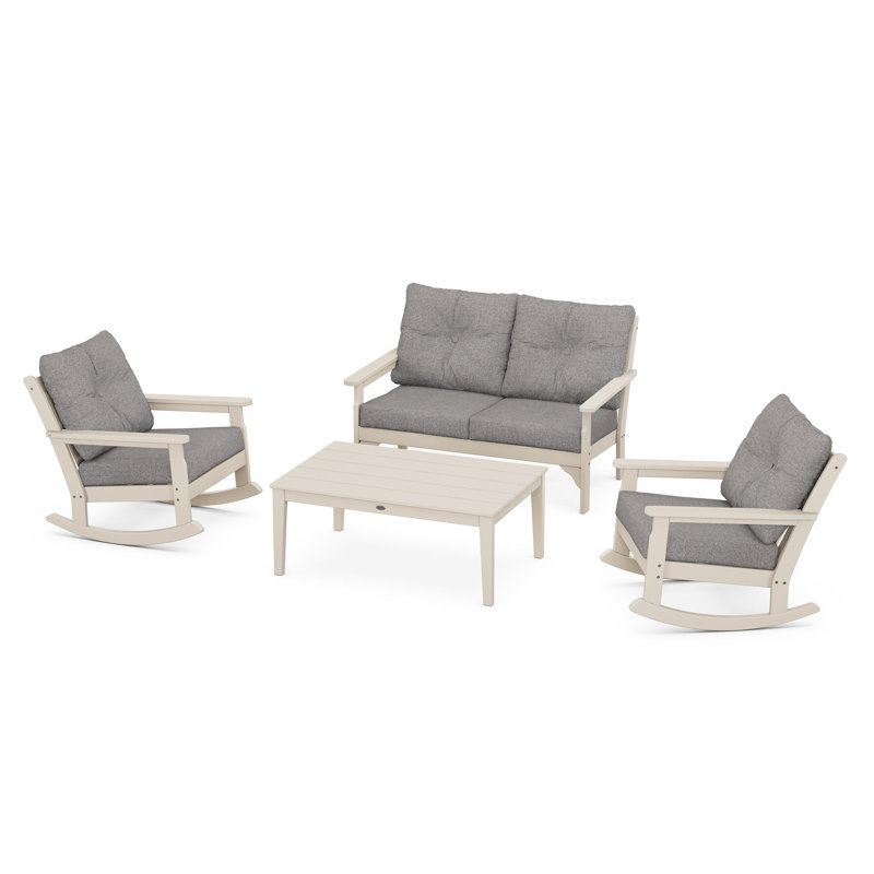 Vineyard 4-Piece Deep Seating Rocking Chair Set, Sand, Grey Mist