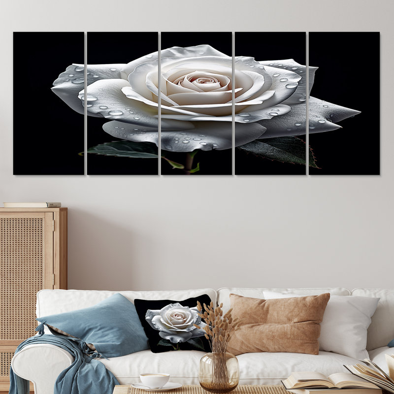Casella - Rose, art mural sur toile 5 pièces, H 32 po x l 80 po