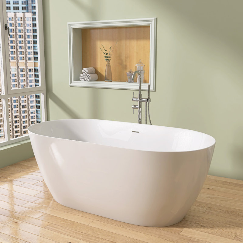 51'' x 27.5'' Freestanding Soaking Acrylic Bathtub, White