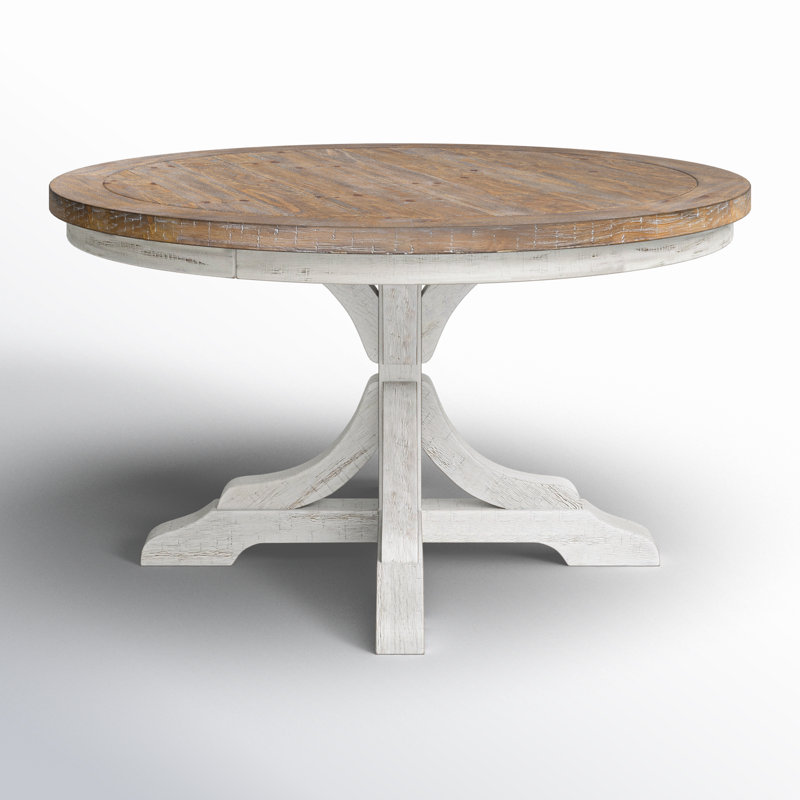 Hemke Round Dining Table, Rustic White