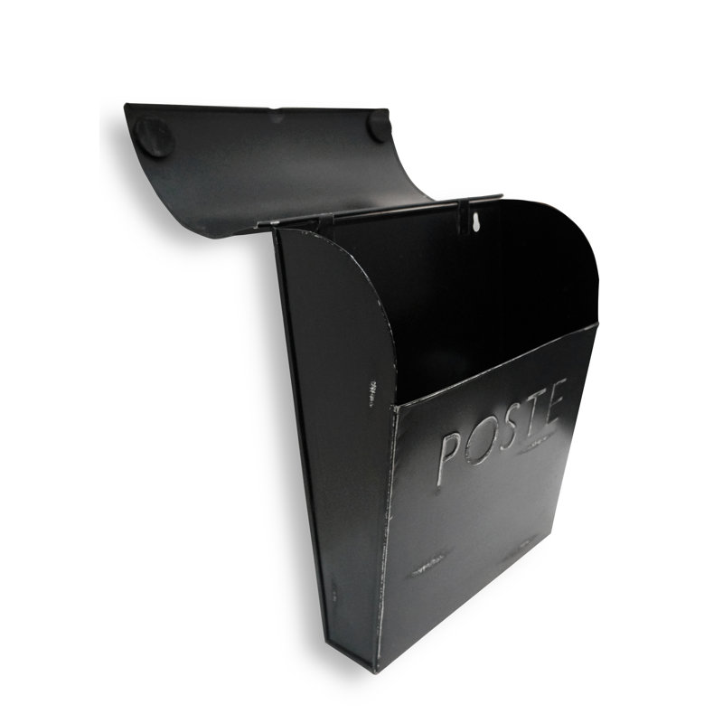 Rustic Black Steel Wall Mounted Mailbox with Newspaper Holder