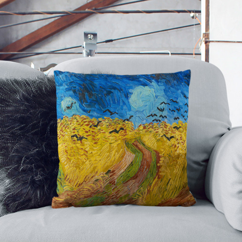 Wheatfield with Crows Scatter Cushion, 55cm H x 55cm W x 20cm D, Black