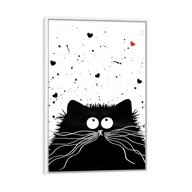 Félin affectueux par Kim Haskins-impression d’art graphique, H 26 po x l 18 po x P 1,5 po, Toile blanche encadrée