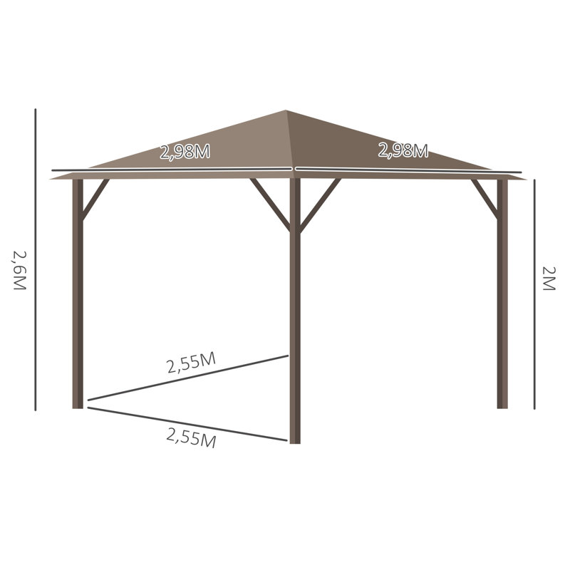 Aarjav 3m x 3m Steel/Aluminium Patio Gazebo