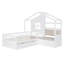 Lit simple simple avec canapé, lit plateforme pour enfants avec deux tiroirs et tablette de rangement-310936805