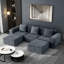 Lit convertible modulaire de 118 pouces à 5 places, velours velours côtelé gris, coussin, idéal pour recevoir des invités