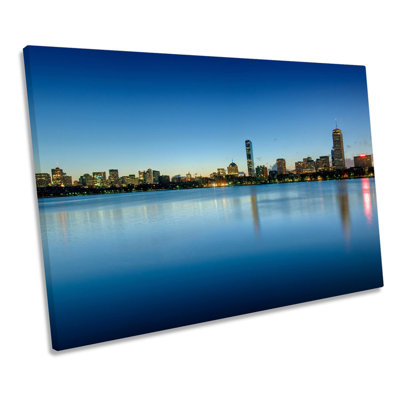 Boston City Skyline - Wrapped Canvas Print