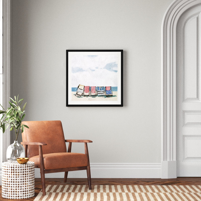« beach trip i »-reproduction d’art sur toile, Cadre noir, H 30,5 po x l 30,5 po x P 1,5 po