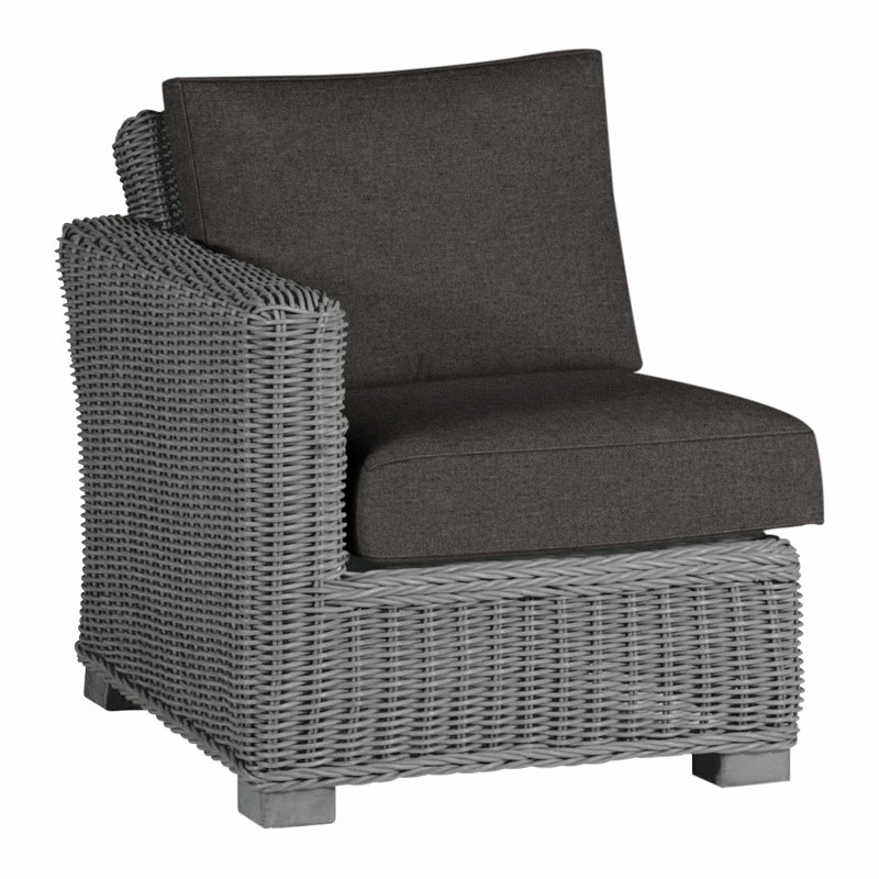 Canapé modulaire d'extérieur en résine tressée rustique N-Dura, Gris ardoise, Welt, Fossile de Vérone