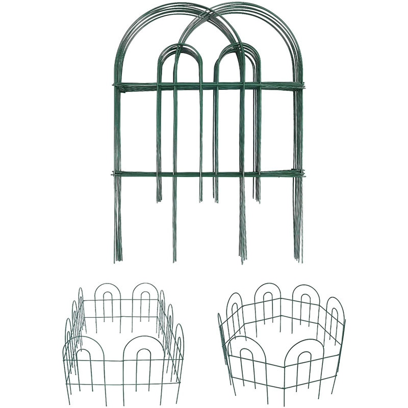 Green Iron Decorative Garden Fence Panels, 24" High, 35ft Length