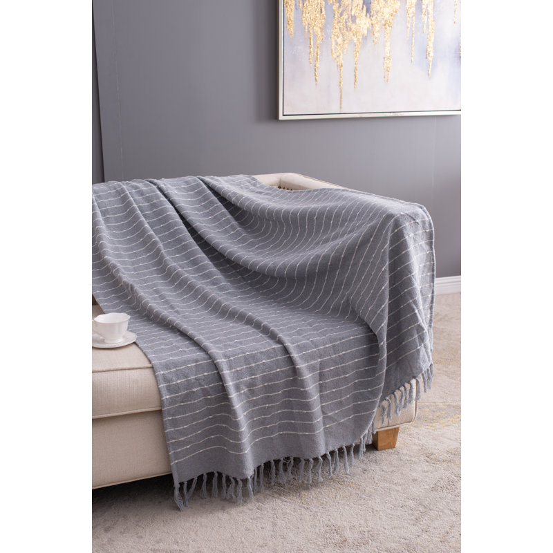 Hand Woven Throw Blanket, Gray
