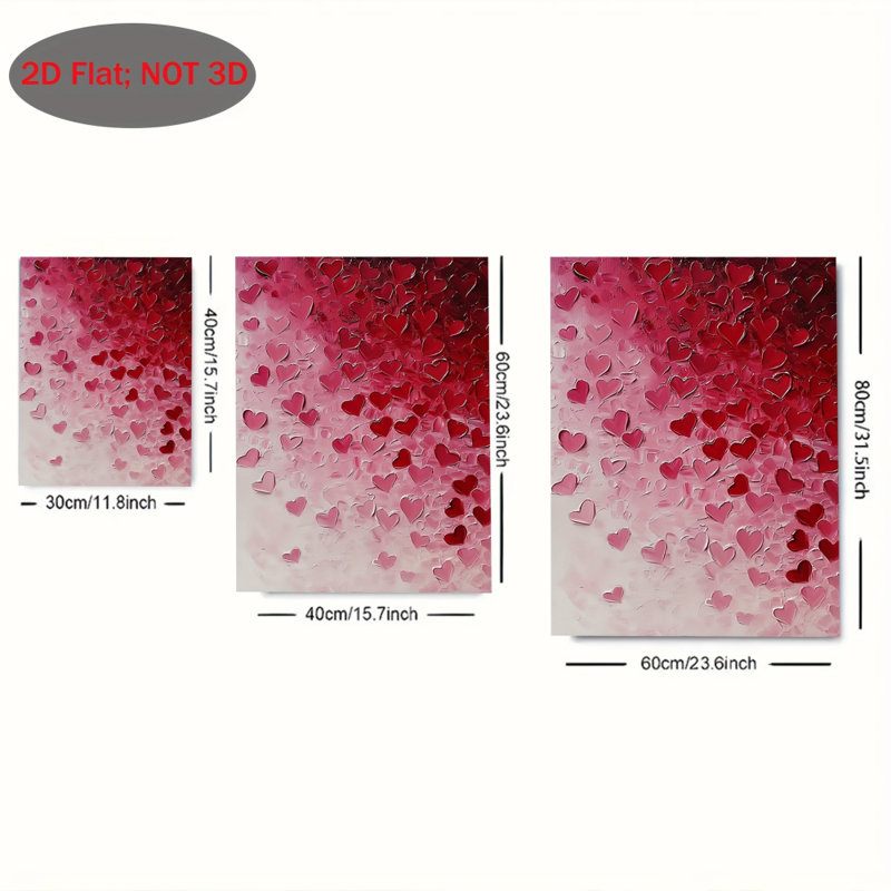 Impression sur toile romantique à motif texturé rose et rouge - Urban Studio, 24 * 16 pouces (60 * 40 * 2cm)