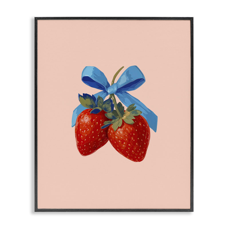 Paire de fraises avec giclée encadrée par un arc bleu, design par Imagine It Images, Giclée noire de minuit encadrée