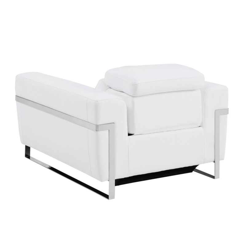 Global United Top Grain Italian Leather Chair With Power Recliner, White