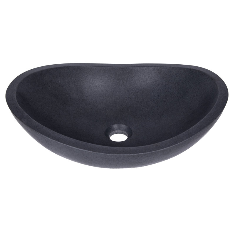 Eden Bath 14'' Honed Black Stone Oval Bathroom Sink