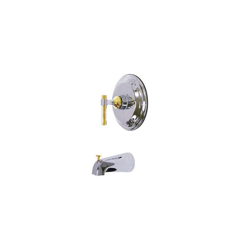 Milano Single Handle Wall Mounted Tub Spout, Polished Chrome/Polished Brass