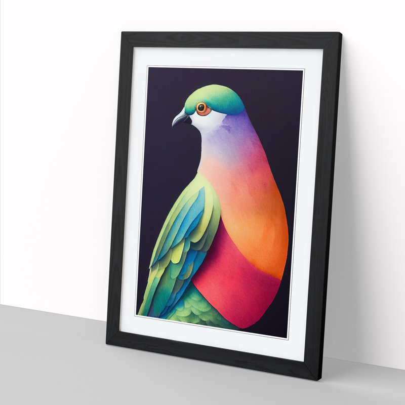 Watercolour Pigeon Vol.1 - Single Picture Frame Print, Black, 34cm H x 25cm W x 2cm D