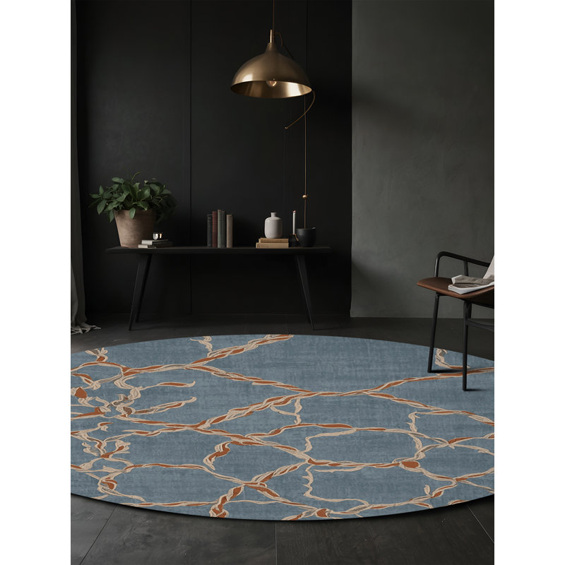 Tapis gris lavable à la machine, Rond 6 pi