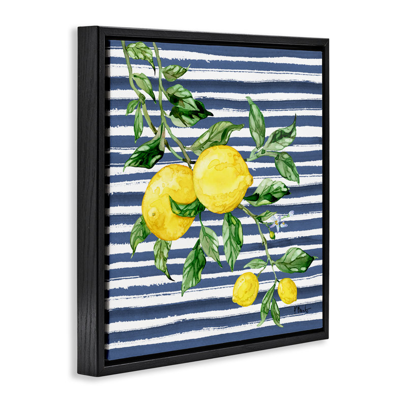 Cadre flottant à la vigne de citron juteux, design par Paul Brent, Cadre flottant noir de jais, H 18 po x l 18 po