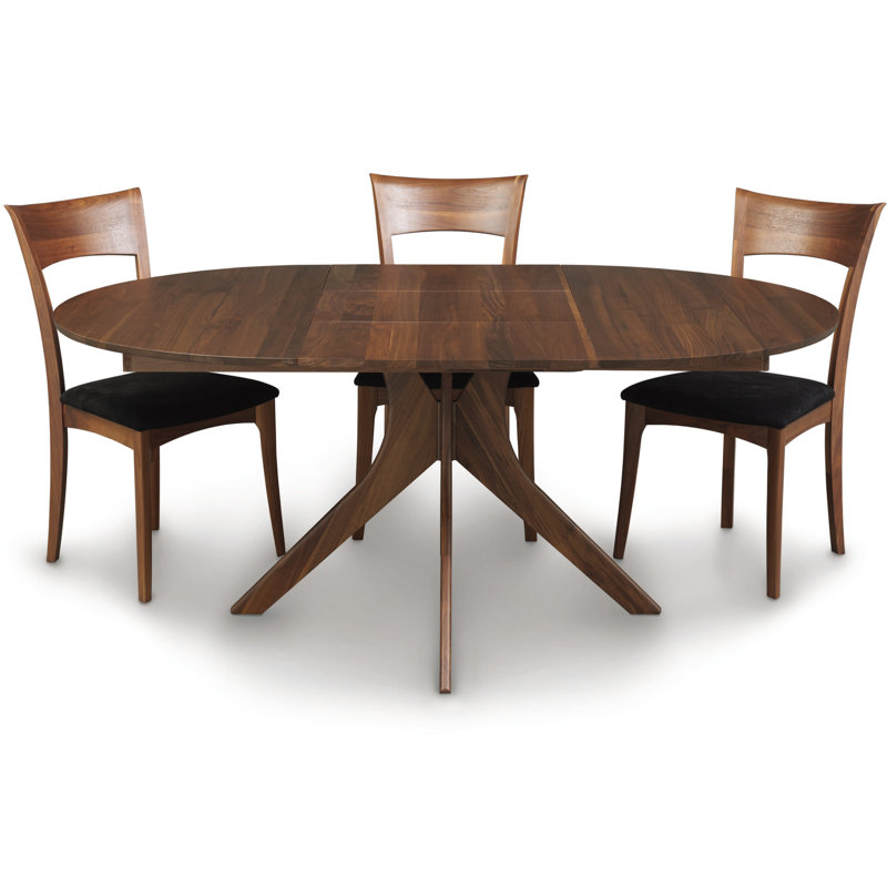 Audrey Round Extension Table, 54" L x 54" W, Natural Walnut