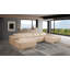 Canapé modulaire en U en cuir véritable 4 pièces beige avec appuis-tête réglables - disposition ouverte-130816477