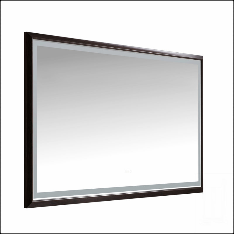 Miroir de salle de bain à DEL avec cadre en aluminium, meuble-lavabo mural, antibuée, mémoire, 3 couleurs, gradation continue