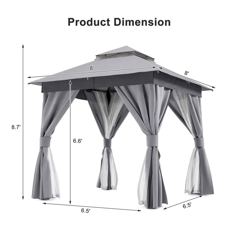 Gazebo pliant en acier de 2,4 m de large x 2,4 m de profondeur