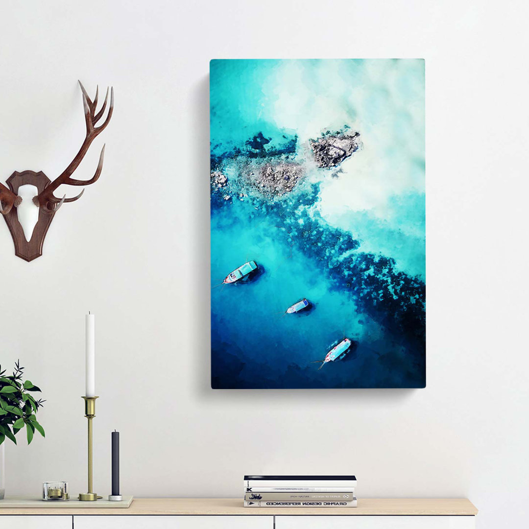 High Above Boats in Thailand in Abstract - Wrapped Canvas