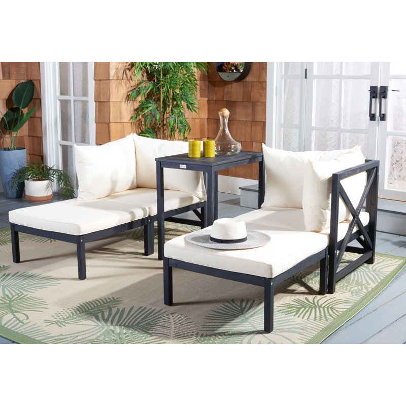 Ensemble de conversation avec coussins 5 pièces Segura, Beige, Noir