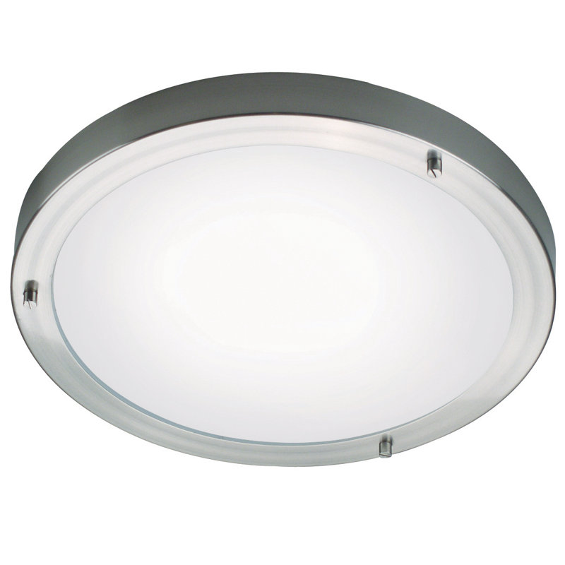 Ancona Glass Flush Mount, Brushed Steel